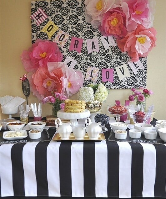 waffle bar table set up