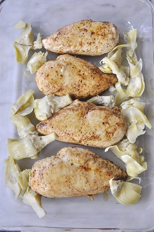 Chicken with mushrooms and artichoke s