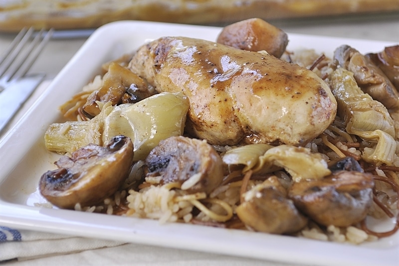 Chicken Breasts with mushrooms and artichoke hearts is a delicious and elegant d_0010