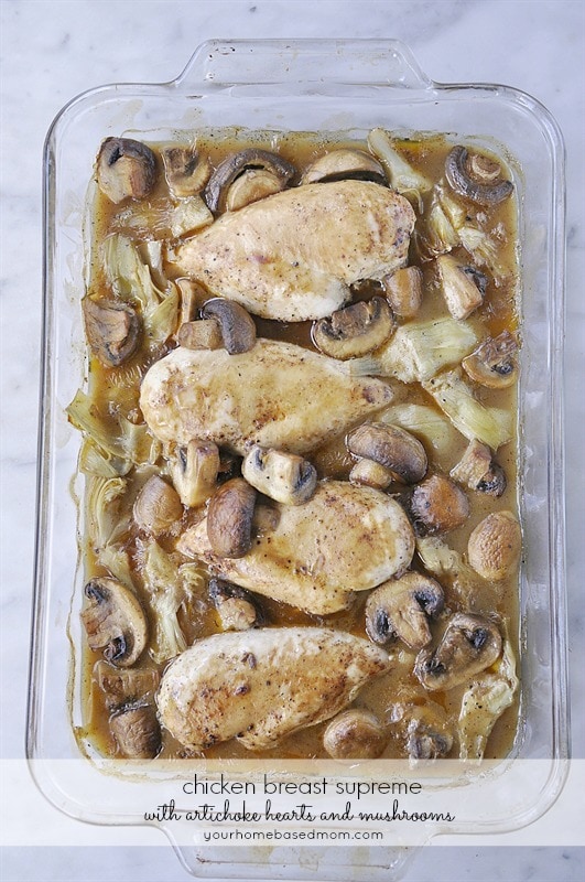 Chicken Breasts with mushrooms and artichoke hearts is a delicious and elegant meal