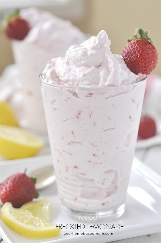 Frosted Strawberry Lemonade in a glass