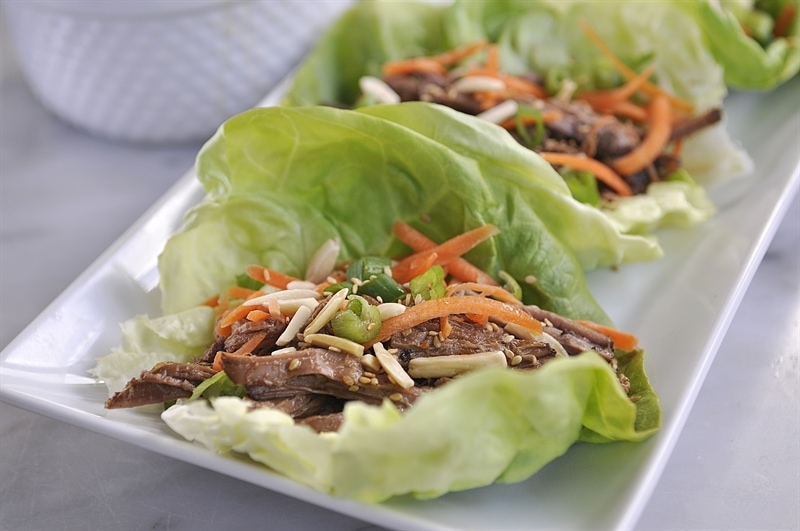Slow Cooker Korean Beef Lettuce Wraps