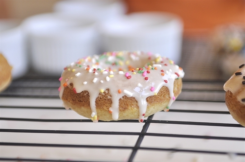Sprinkled, Glazed Baked Donuts