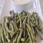 Roasted Green Beans with spicy dipping sauce