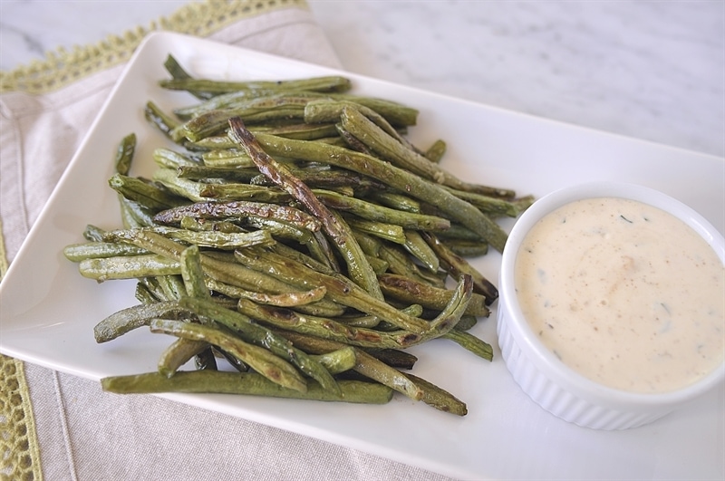 Roasted Green Beans with Spicy Dipping Sauce Your Homebased Mom