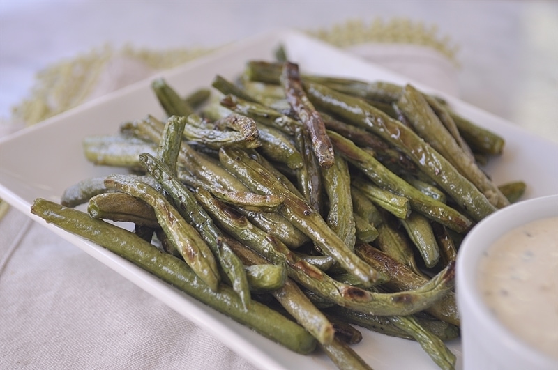 Roasted Green Beans with Spicy Dipping Sauce Your Homebased Mom
