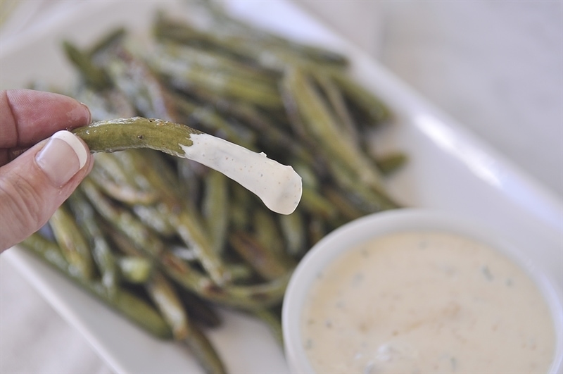 Roasted Green Beans with Spicy Dipping Sauce Your Homebased Mom