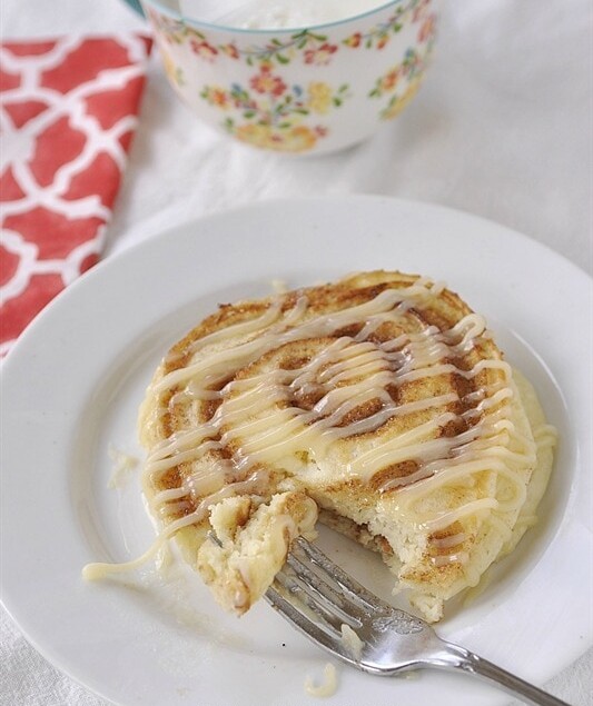 Cinnamon Roll Pancake with Cream Cheese Drizzle - fabulous!