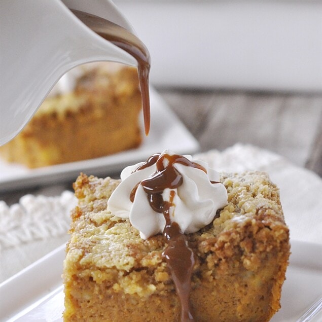 piece of pumpkin pie cake on a plate