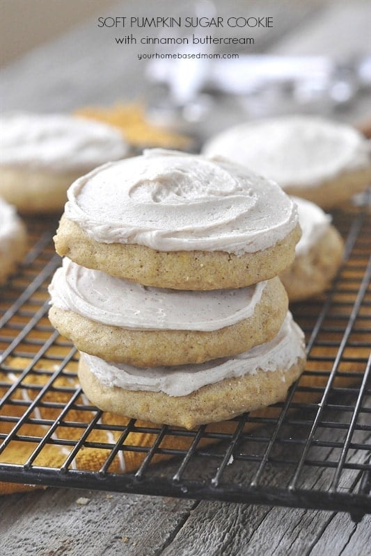 Pumpkin Sugar Cookies with Cinnamon Buttercream frosting