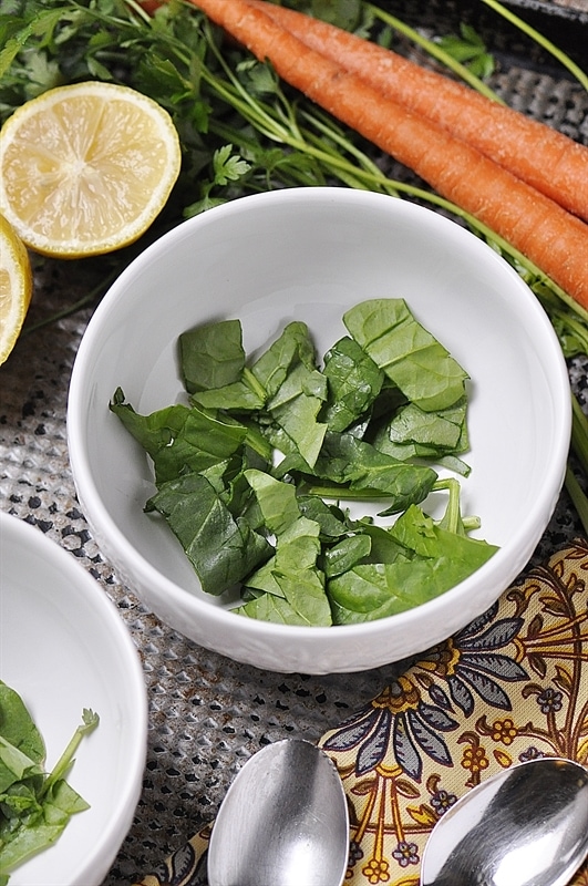 Spinach in Soup Bowl