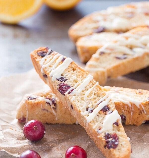 Orange Cranberry Biscotti with White Chocolate