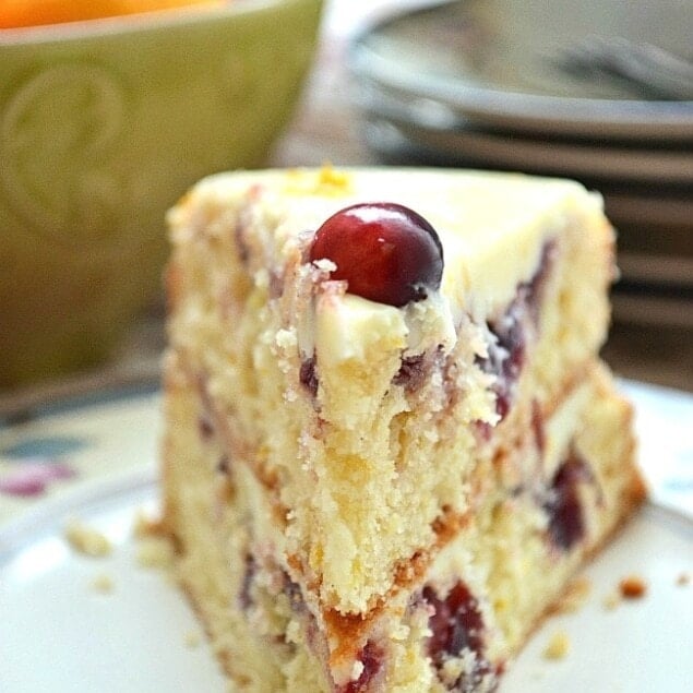slice of cranberry orange cake