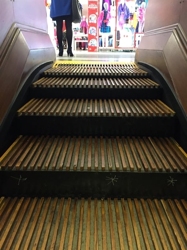 Macy's wooden escalator