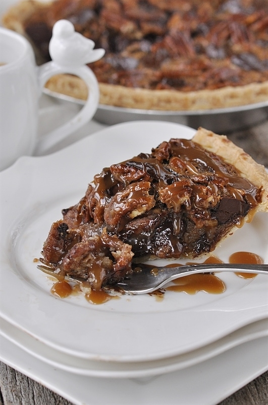 Salted Caramel Dark Chocolate Pecan Pie