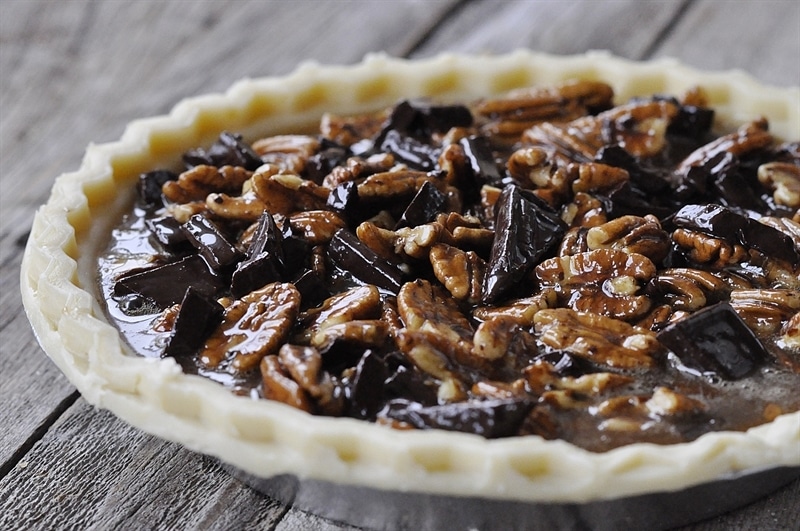 Salted Caramel Dark Chocolate Pecan Pie