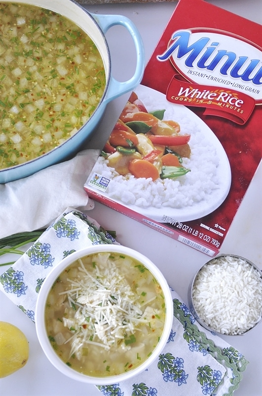 Lemon Parmesan Chicken and Rice Soup