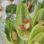 overhead shot of romaine lettuce salad