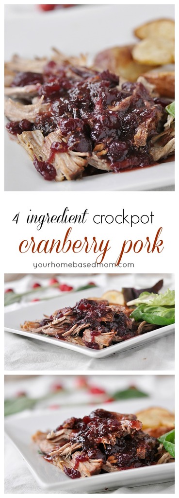 Only 4 ingredients to make this delicious crockpot cranberry pork