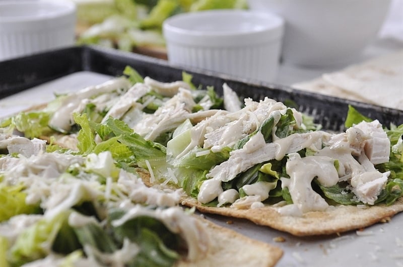 Chicken Caeser Salad Flatbread Recipe from Your Homebased Mom