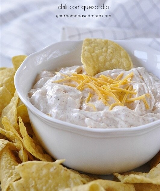 Chili Con Queso Dip @yourhomebasedmom.com