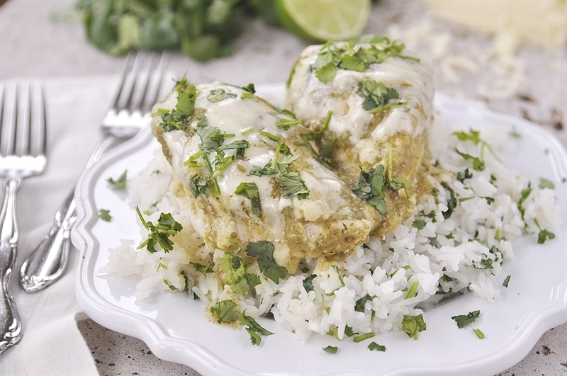 Salsa Verde Chicken and cilantro rice