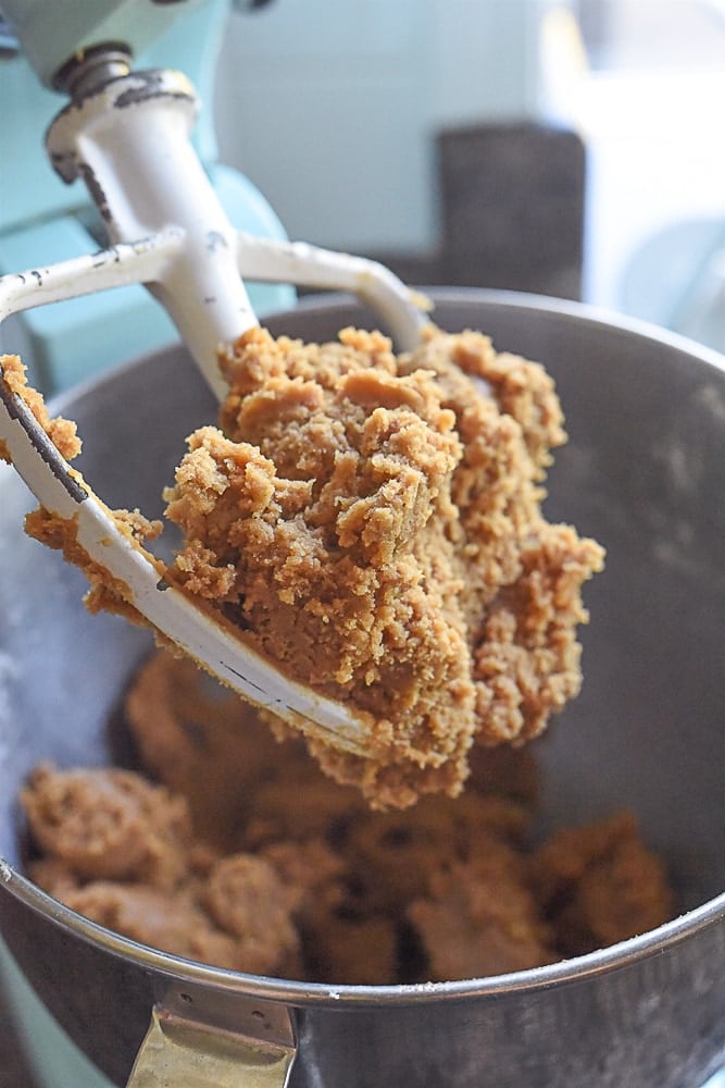 brown sugar cookie dough on hook