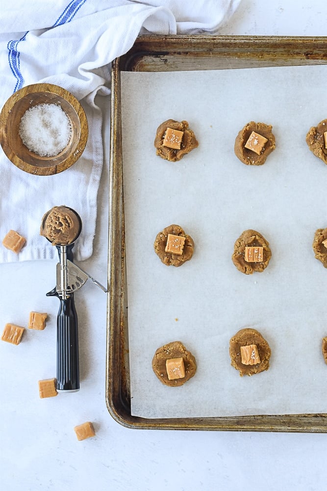 brown sugar cookies on a cookie sheet