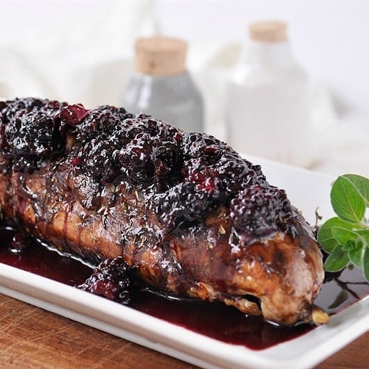 Blackberry Balsamic Herbed Pork Tenderloin