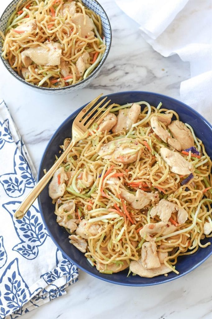 One Pan Chicken Yakisoba Noodles Recipe by Leigh Anne Wilkes