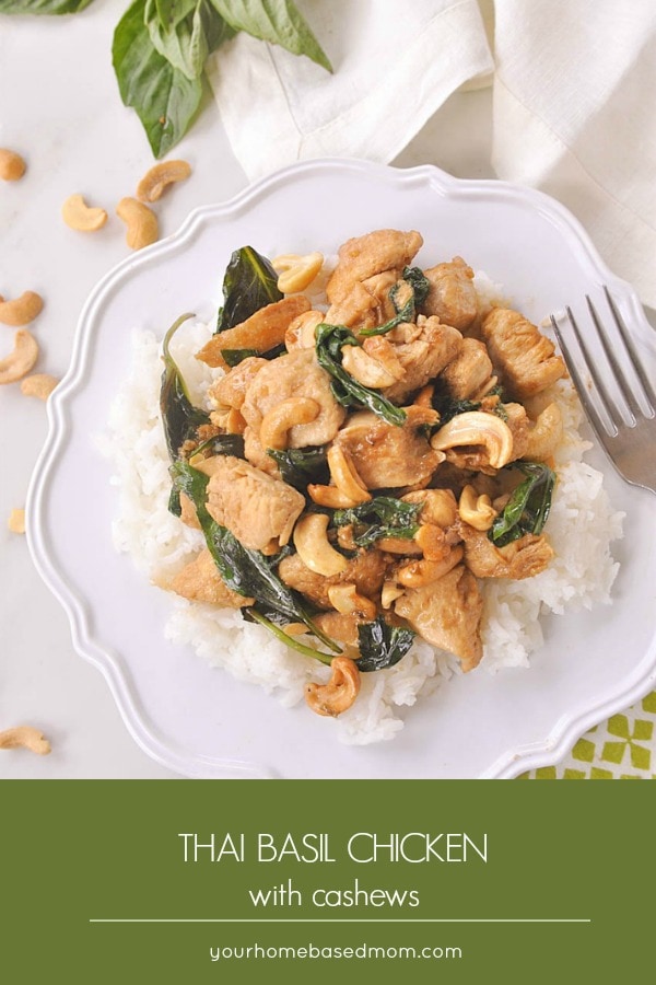Thai Cashew Chicken is an easy week night dinner idea. The Thai Basil adds some amazing flavor.