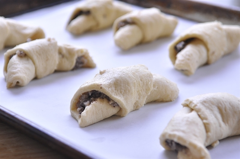 Chocolate Almond Croissant ready to go into the oven