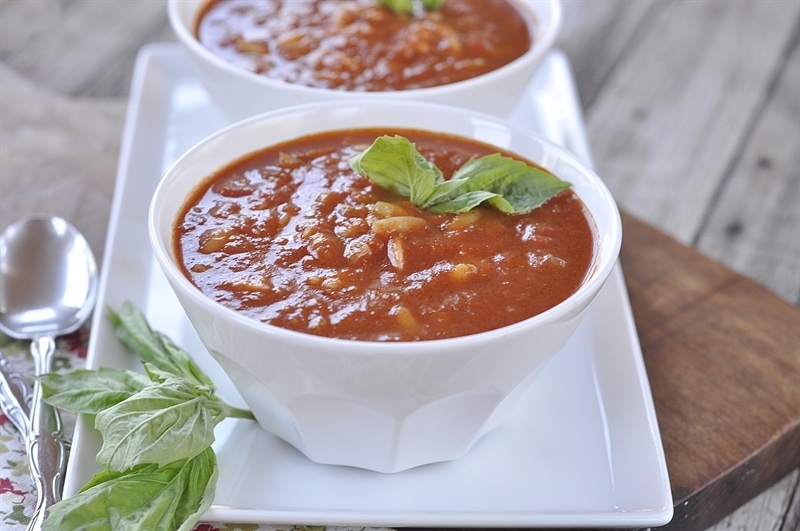 Tomato Pesto Orzo Soup @yourhomebasedmom