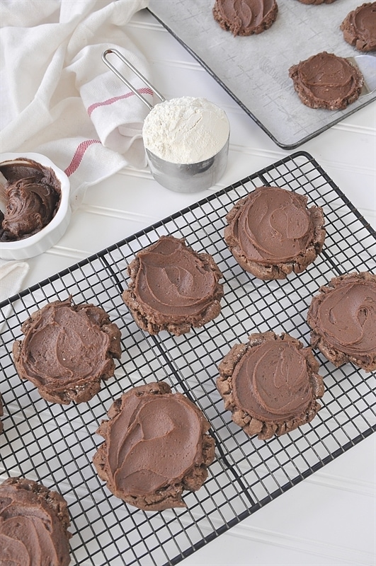 frosted swig style chocolate sugar cookies