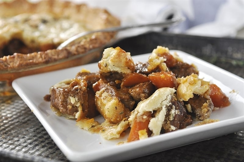 Beef Pot Pie on a white plate