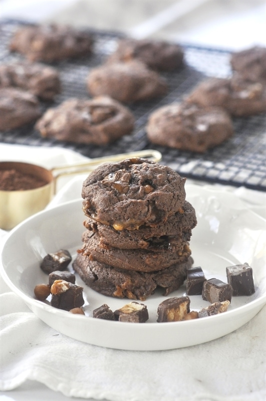 stack of candy bar cookies
