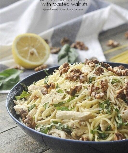 Lemon Basil Pasta with Toasted Walnuts.