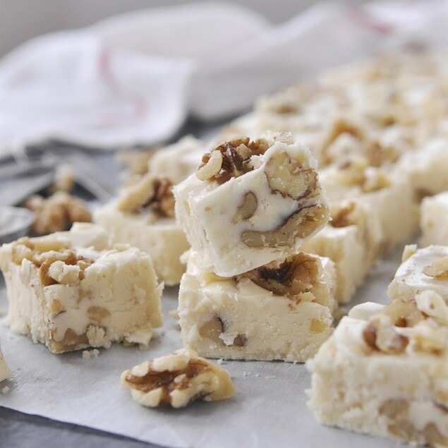 squares of maple walnut fudge