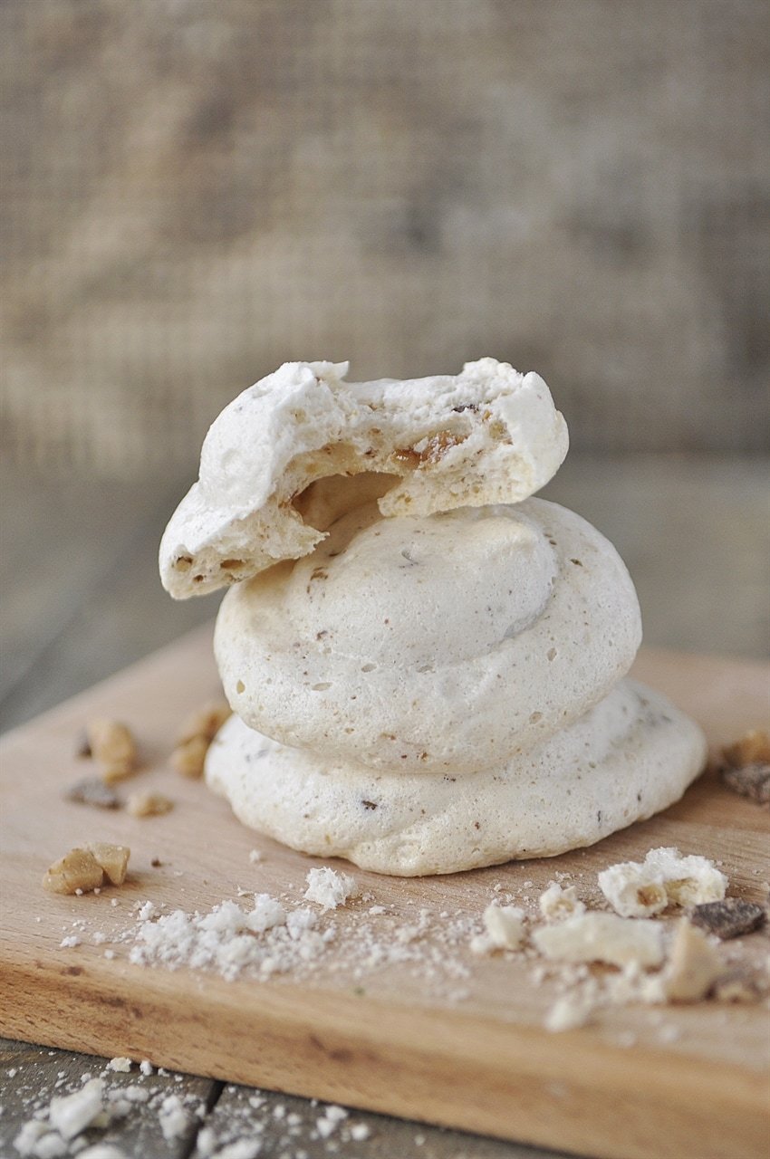 Meringue Toffee Cookies, crispy on the outside and chewy on the inside