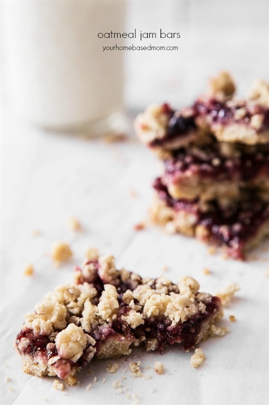 Oatmeal Jam Bars are a simple, classic cookie bar.