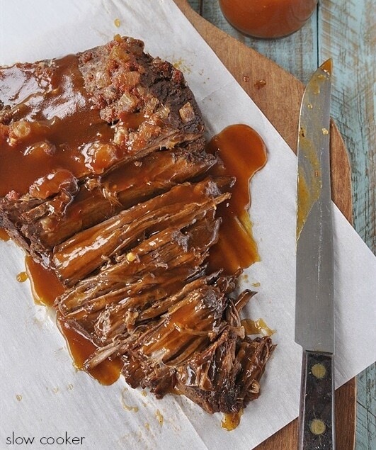 Slow Cooker Sweet & Sour Brisket - the slow cooker makes it easy, the sauce makes it delicious!