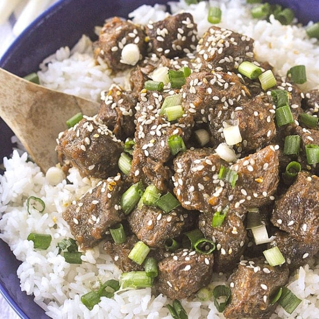 bowl of rice and teriyaki beef