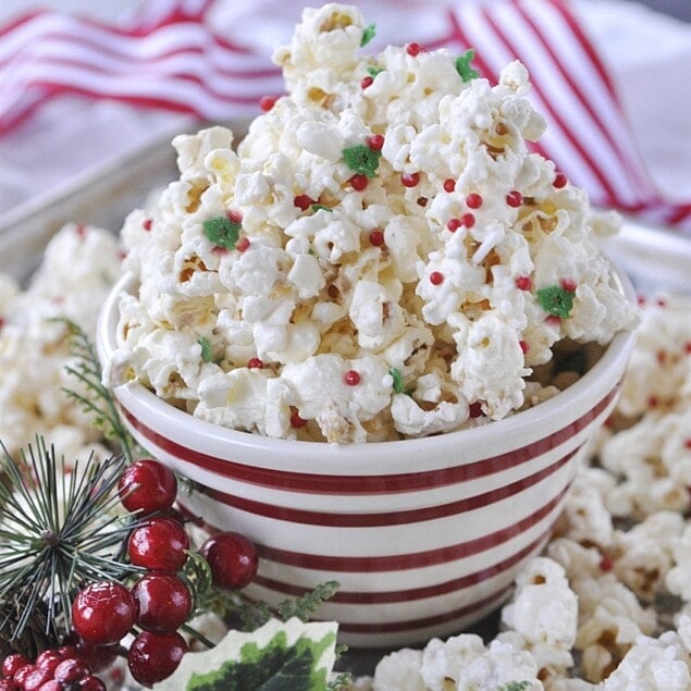 bowl of sugar cookie popcorn