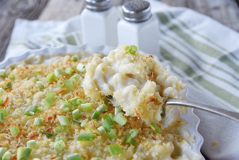 spoonful of baked Macaroni & Cheese