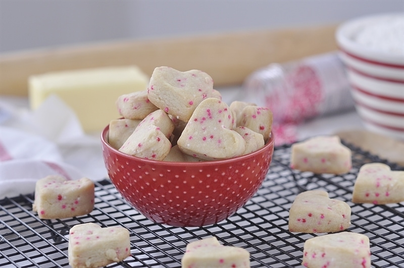 Heart cookies with sprinkles