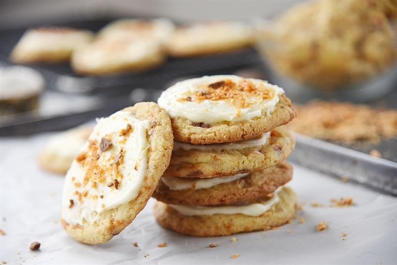 stack of frosted candy bar sugar cookies