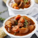 two bowls of beef stew