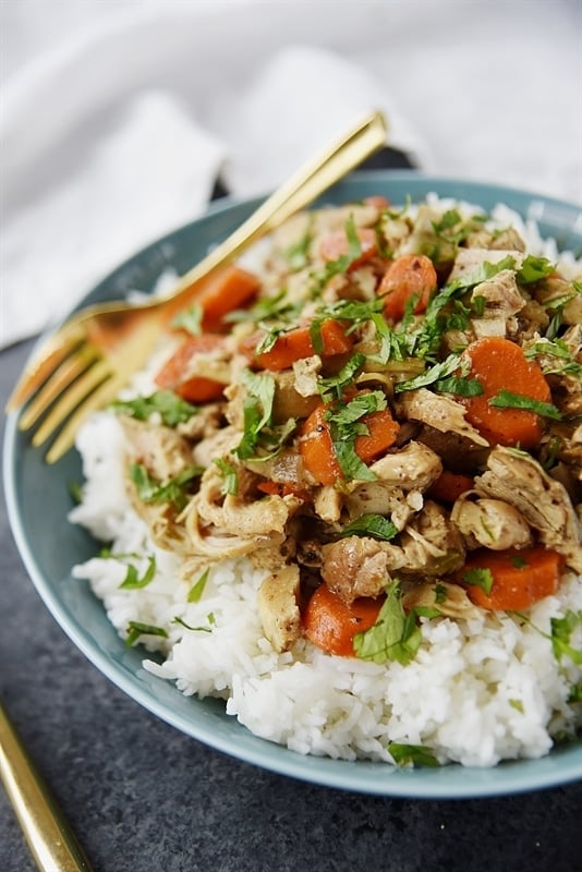 Slow Cooker Chicken Curry with carrots and basil