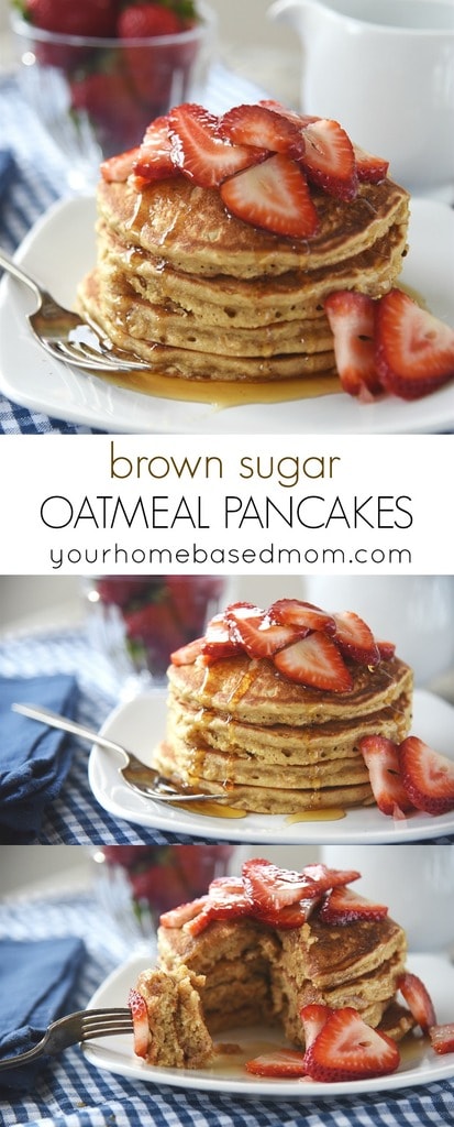 Brown Sugar Oatmeal Pancakes will quickly become a favorite on the breakfast or breakfast for dinner menu at your house!