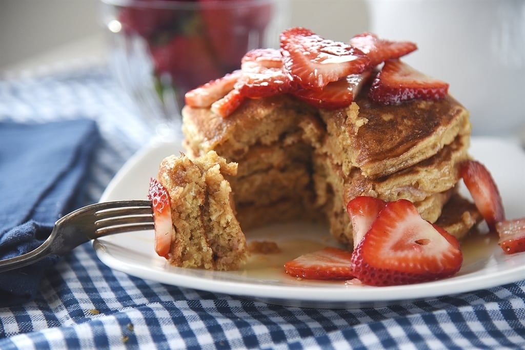 Strawberry Oatmeal Pancakes